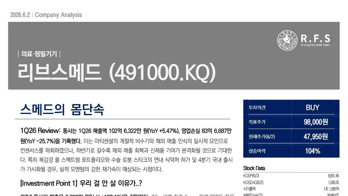 리브스메드 기업분석 보고서 표지