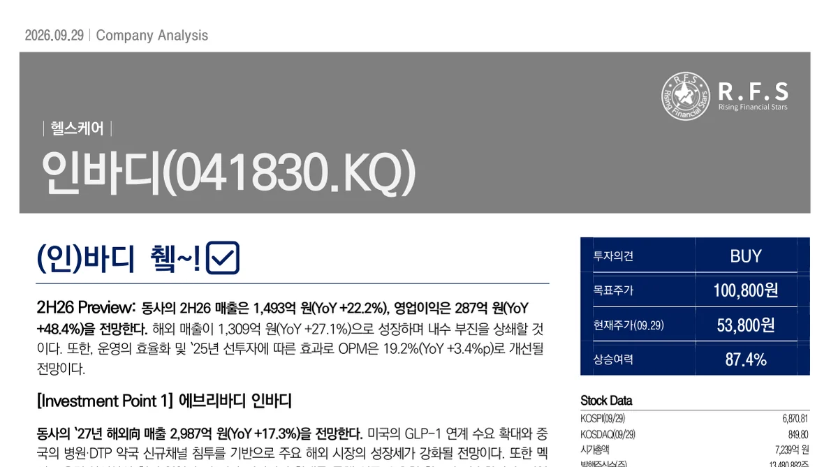 인바디 기업분석 보고서 표지